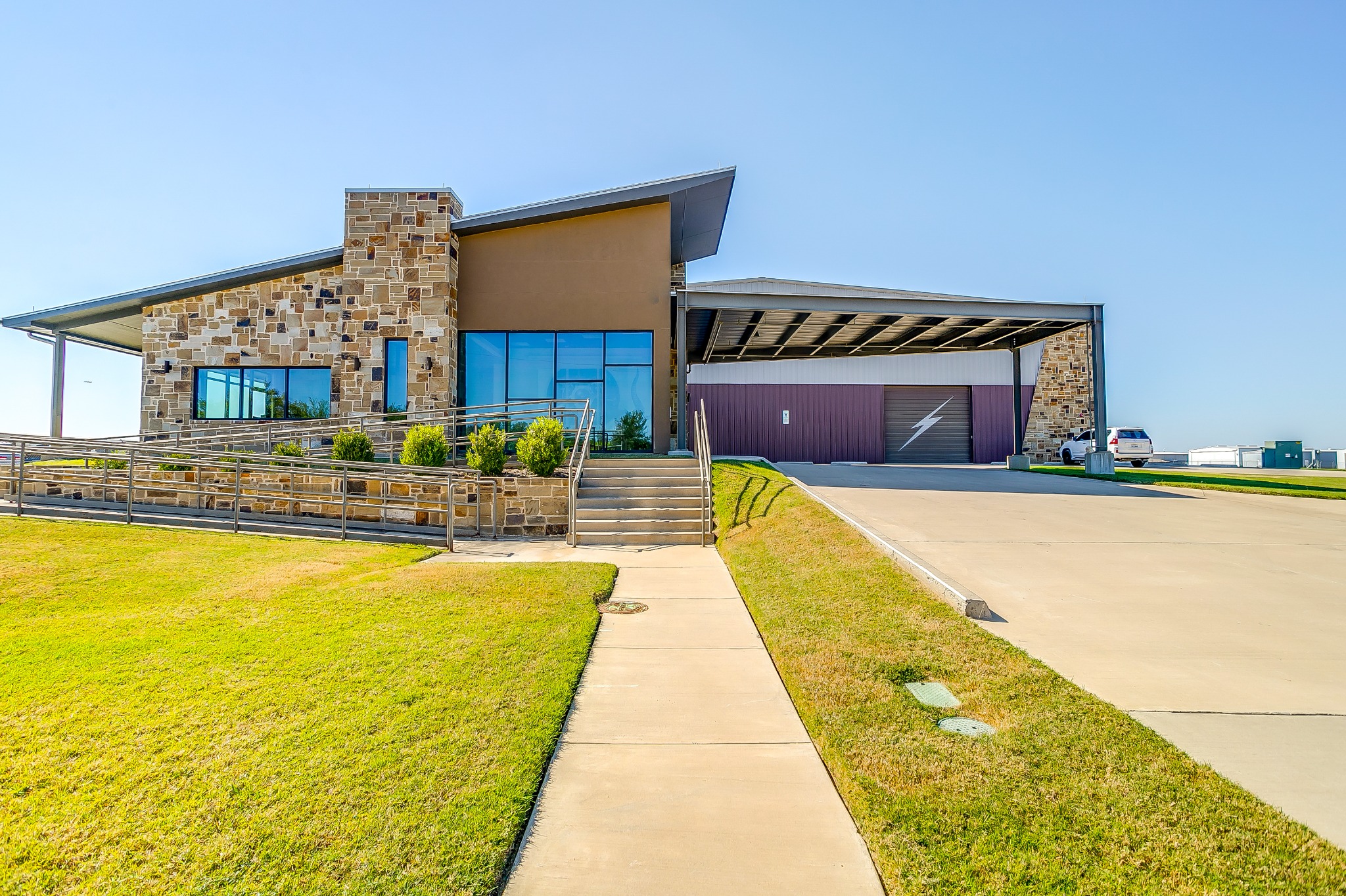 Exterior view of the Hicks Hanger building